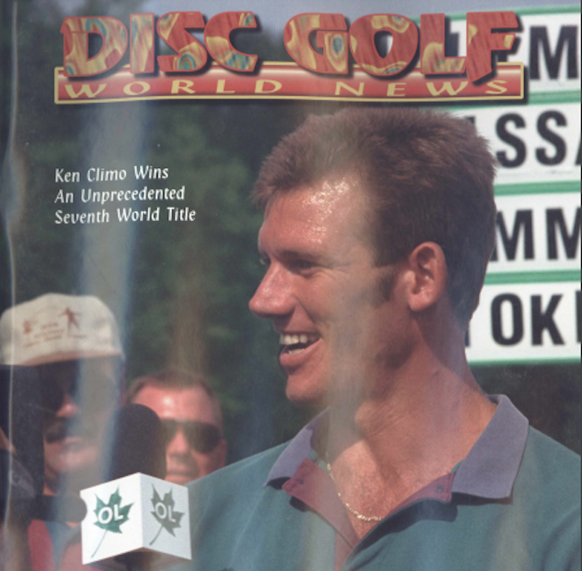 Disc Golf World News cover commemorating Ken Climo’s seventh Open world championship in 1996